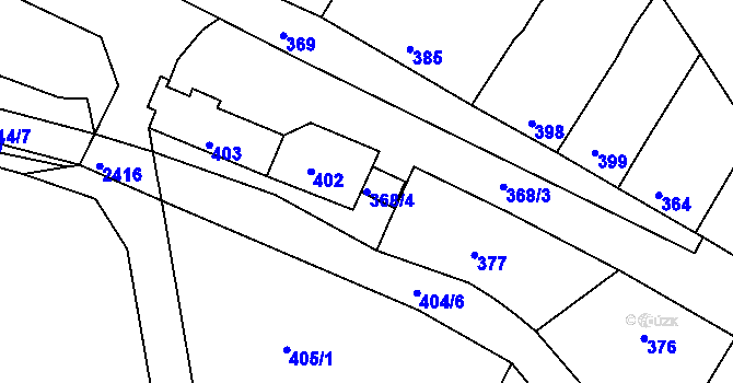 Parcela st. 368/4 v KÚ Popovice u Kroměříže, Katastrální mapa