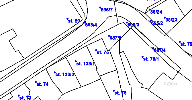 Parcela st. 75 v KÚ Rataje u Kroměříže, Katastrální mapa