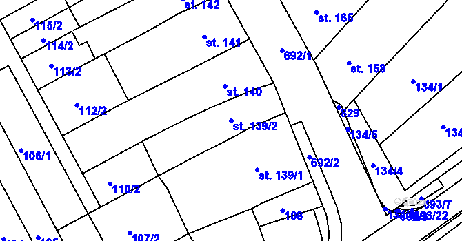Parcela st. 139/2 v KÚ Rataje u Kroměříže, Katastrální mapa
