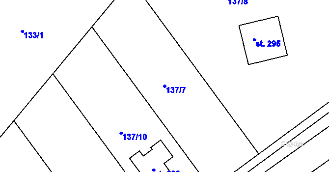 Parcela st. 137/7 v KÚ Rataje u Kroměříže, Katastrální mapa