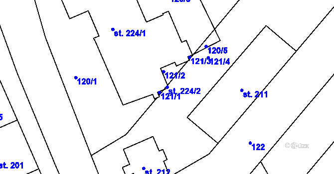 Parcela st. 224/2 v KÚ Rataje u Kroměříže, Katastrální mapa