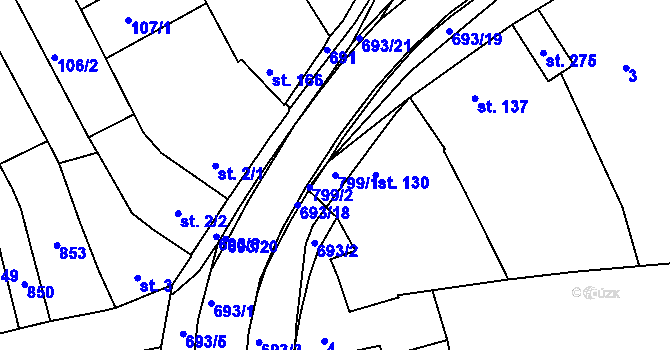 Parcela st. 799/1 v KÚ Rataje u Kroměříže, Katastrální mapa
