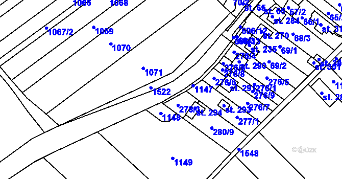 Parcela st. 696/15 v KÚ Rataje u Kroměříže, Katastrální mapa