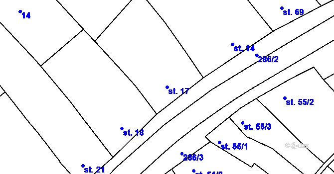 Parcela st. 17 v KÚ Sobělice, Katastrální mapa