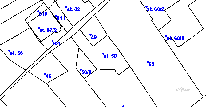 Parcela st. 58 v KÚ Sobělice, Katastrální mapa