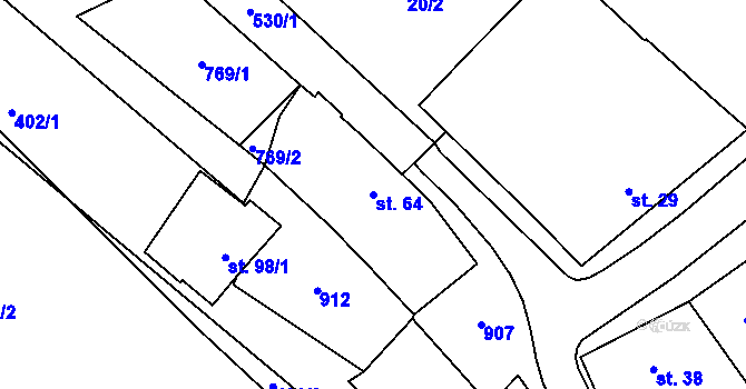 Parcela st. 64 v KÚ Sobělice, Katastrální mapa