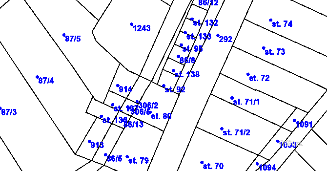 Parcela st. 92 v KÚ Sobělice, Katastrální mapa