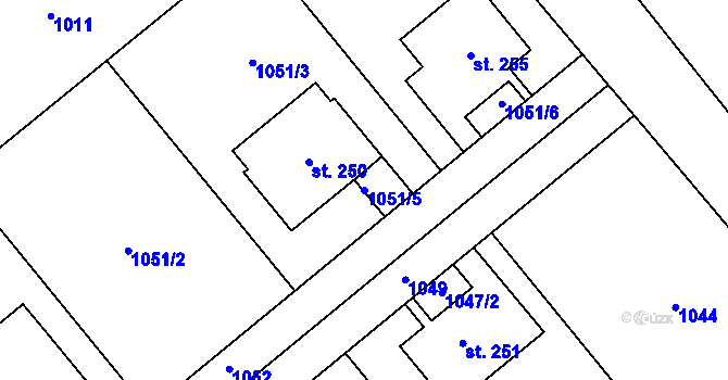 Parcela st. 1051/5 v KÚ Sobělice, Katastrální mapa