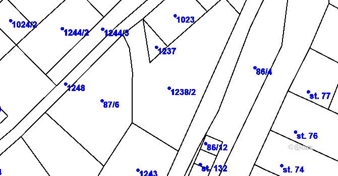 Parcela st. 1238/2 v KÚ Sobělice, Katastrální mapa