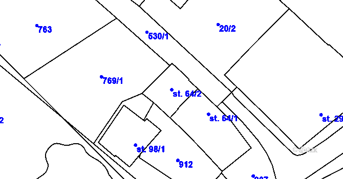 Parcela st. 64/2 v KÚ Sobělice, Katastrální mapa