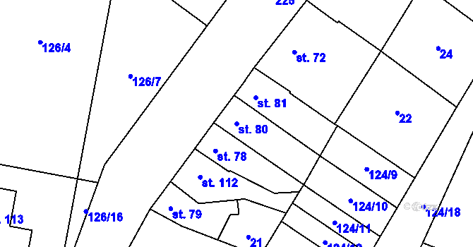 Parcela st. 80 v KÚ Rataje u Olomouce, Katastrální mapa