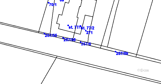 Parcela st. 257/6 v KÚ Rataje u Olomouce, Katastrální mapa