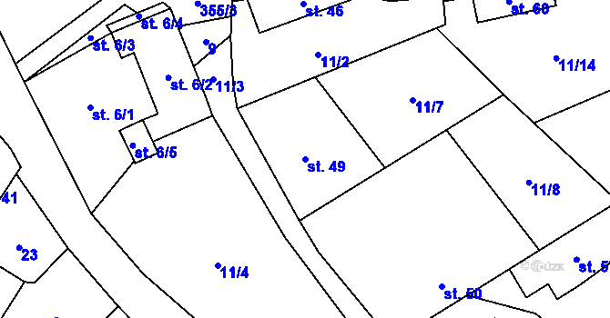 Parcela st. 49 v KÚ Malovidy, Katastrální mapa