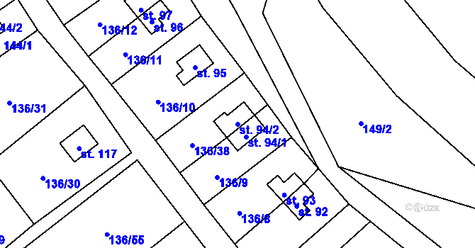 Parcela st. 94/2 v KÚ Malovidy, Katastrální mapa