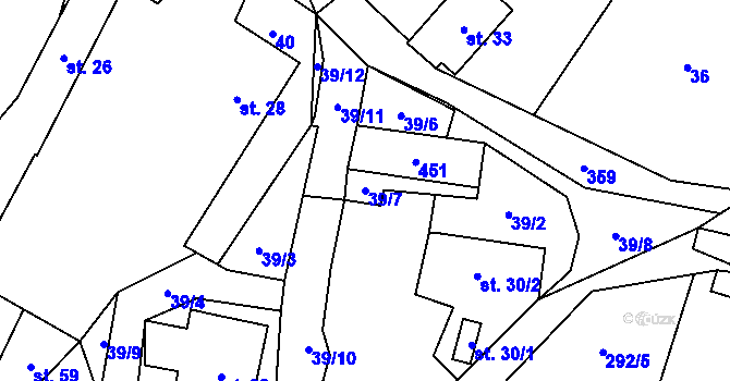 Parcela st. 39/7 v KÚ Malovidy, Katastrální mapa