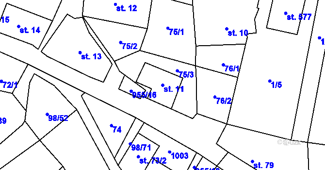 Parcela st. 11 v KÚ Rataje nad Sázavou, Katastrální mapa