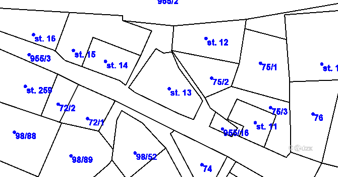Parcela st. 13 v KÚ Rataje nad Sázavou, Katastrální mapa