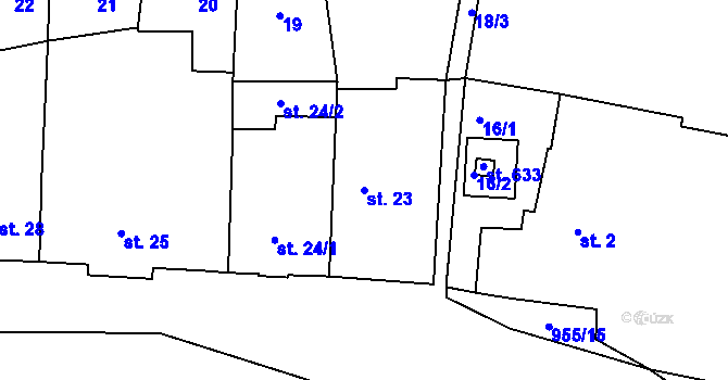 Parcela st. 23 v KÚ Rataje nad Sázavou, Katastrální mapa