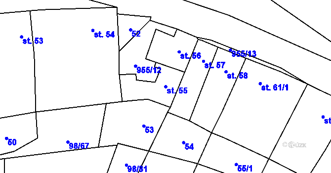 Parcela st. 55 v KÚ Rataje nad Sázavou, Katastrální mapa