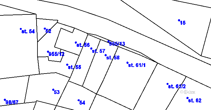 Parcela st. 58 v KÚ Rataje nad Sázavou, Katastrální mapa