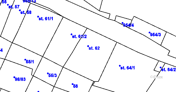 Parcela st. 62 v KÚ Rataje nad Sázavou, Katastrální mapa