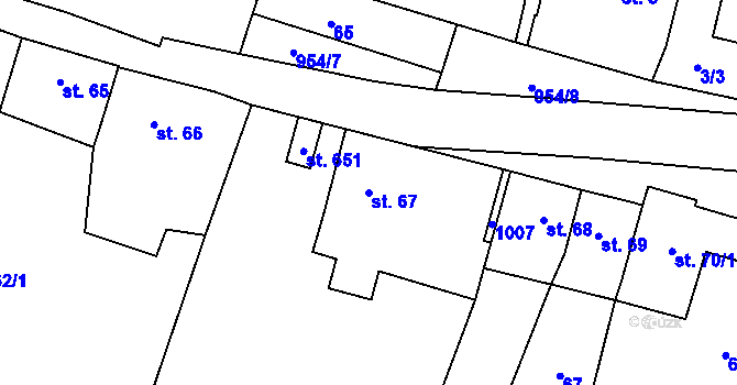 Parcela st. 67 v KÚ Rataje nad Sázavou, Katastrální mapa
