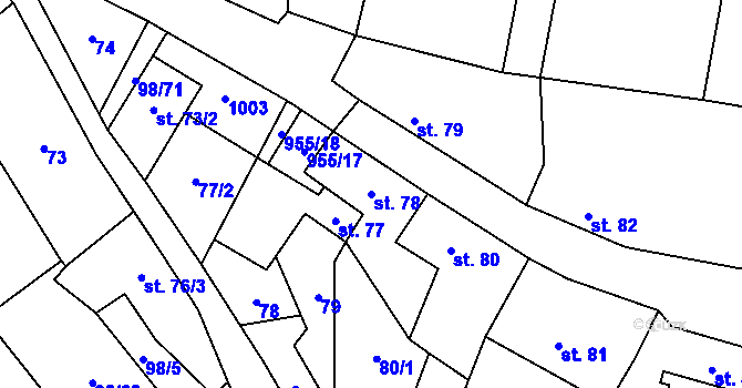 Parcela st. 78 v KÚ Rataje nad Sázavou, Katastrální mapa