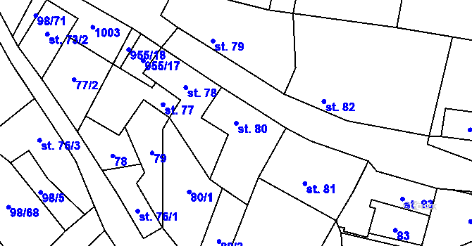 Parcela st. 80 v KÚ Rataje nad Sázavou, Katastrální mapa