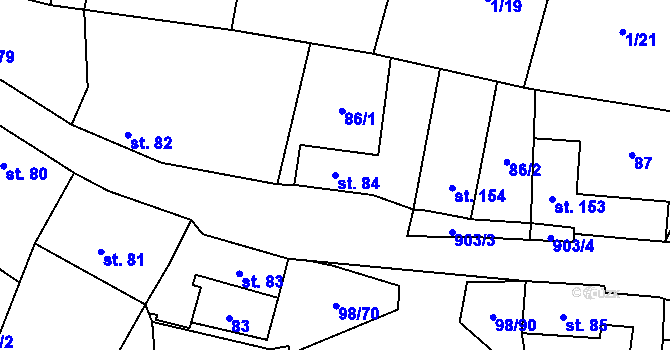 Parcela st. 84 v KÚ Rataje nad Sázavou, Katastrální mapa
