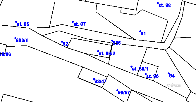 Parcela st. 89/2 v KÚ Rataje nad Sázavou, Katastrální mapa