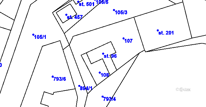 Parcela st. 96 v KÚ Rataje nad Sázavou, Katastrální mapa
