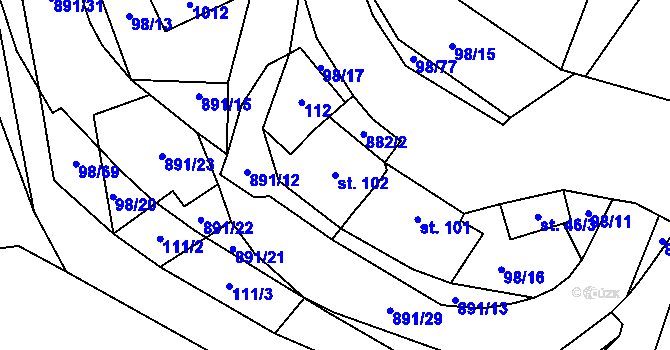 Parcela st. 102 v KÚ Rataje nad Sázavou, Katastrální mapa