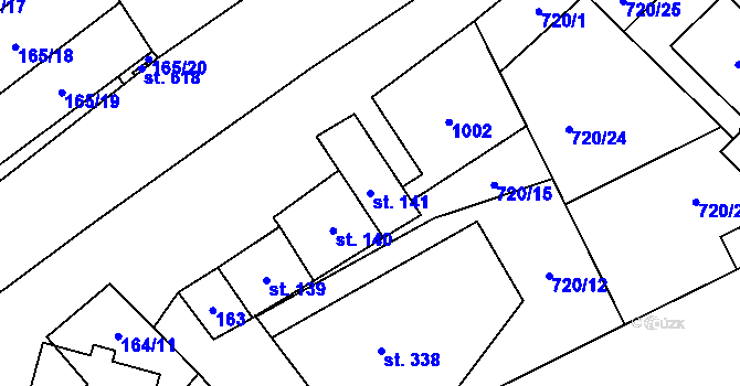 Parcela st. 141 v KÚ Rataje nad Sázavou, Katastrální mapa