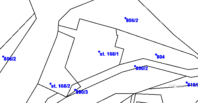 Parcela st. 168/1 v KÚ Rataje nad Sázavou, Katastrální mapa