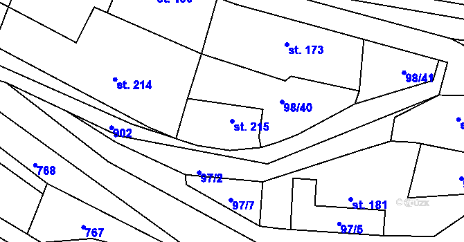 Parcela st. 215 v KÚ Rataje nad Sázavou, Katastrální mapa