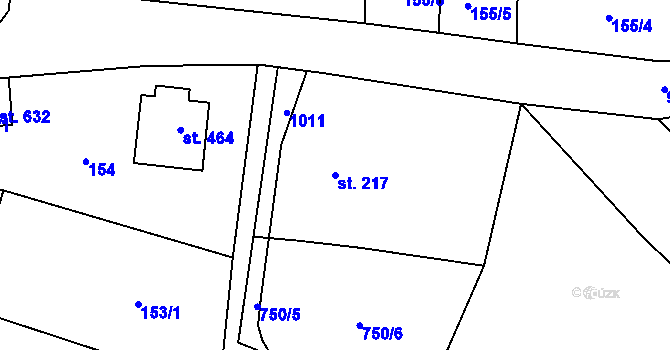 Parcela st. 217 v KÚ Rataje nad Sázavou, Katastrální mapa