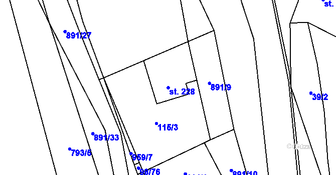 Parcela st. 228 v KÚ Rataje nad Sázavou, Katastrální mapa