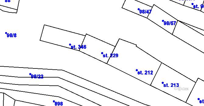 Parcela st. 229 v KÚ Rataje nad Sázavou, Katastrální mapa