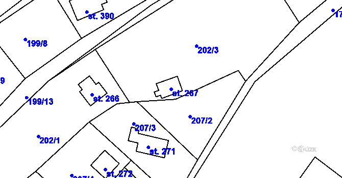 Parcela st. 267 v KÚ Rataje nad Sázavou, Katastrální mapa