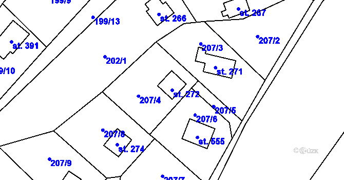 Parcela st. 272 v KÚ Rataje nad Sázavou, Katastrální mapa