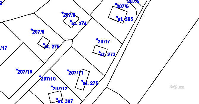 Parcela st. 273 v KÚ Rataje nad Sázavou, Katastrální mapa