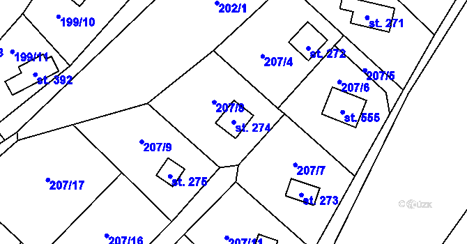 Parcela st. 274 v KÚ Rataje nad Sázavou, Katastrální mapa