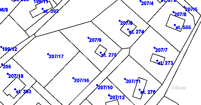 Parcela st. 275 v KÚ Rataje nad Sázavou, Katastrální mapa