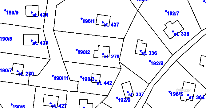 Parcela st. 279 v KÚ Rataje nad Sázavou, Katastrální mapa