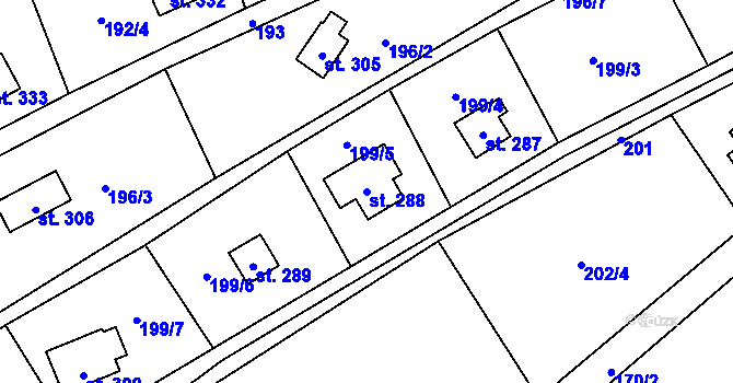 Parcela st. 288 v KÚ Rataje nad Sázavou, Katastrální mapa