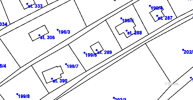 Parcela st. 289 v KÚ Rataje nad Sázavou, Katastrální mapa