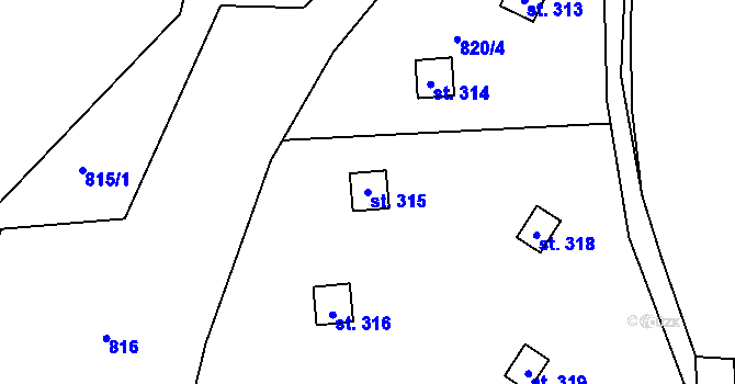 Parcela st. 315 v KÚ Rataje nad Sázavou, Katastrální mapa
