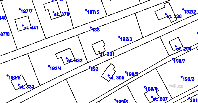Parcela st. 331 v KÚ Rataje nad Sázavou, Katastrální mapa