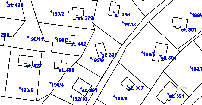 Parcela st. 337 v KÚ Rataje nad Sázavou, Katastrální mapa