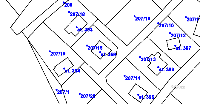 Parcela st. 369 v KÚ Rataje nad Sázavou, Katastrální mapa